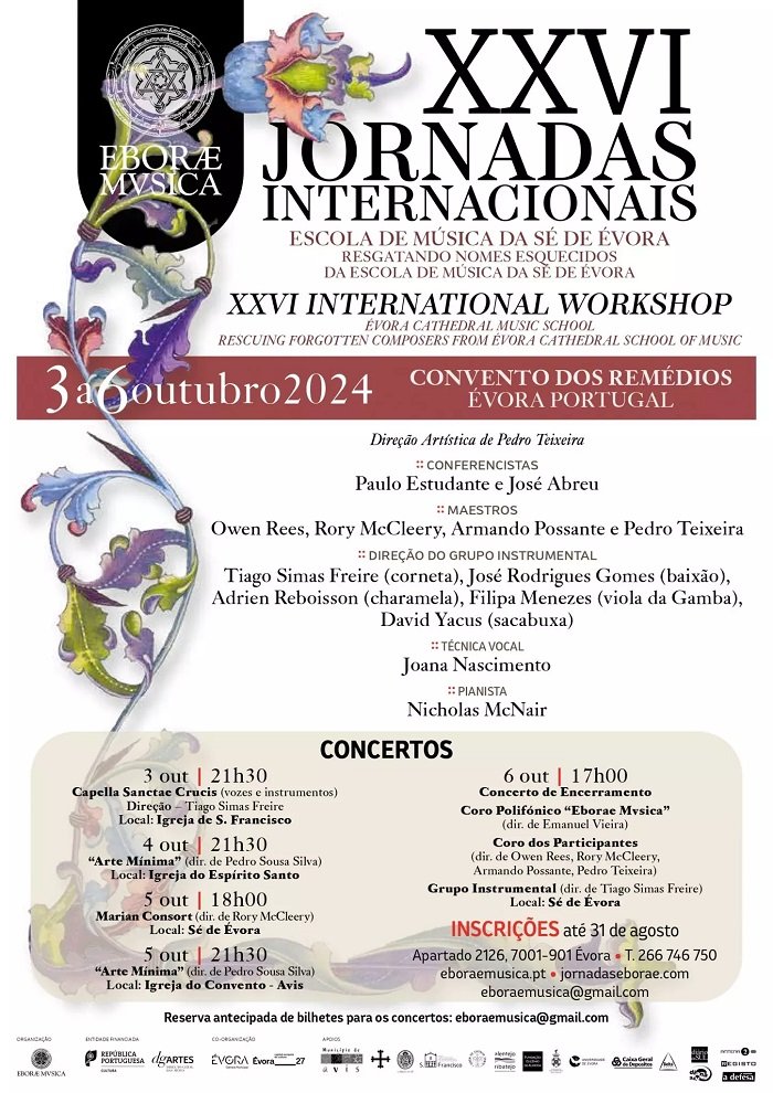 XXVI Jornadas Internacionais Escola de Música da Sé de Évora - Resgatando Nomes Esquecidos | Conferências e Workshops para vozes e instrumentos